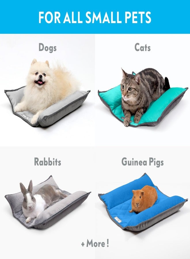 Paw Inspired Snuggle Bunny Bolster Bed for Rabbits, Cats, Dogs and Other Small Pets | Reversible Ultra-Soft Fleece Flop Bedding with Padded Sides (Gray/Faux Fur) - Image 2